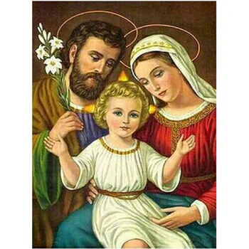 5D DIY diament wzór haftu krzyżykiem religijny obraz świętej rodziny pełne diamentowa haft mozaika Jezus dekoracji prezent