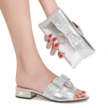 Buty damskie 2022 roku, designerskie luksusowa włoska buty w kolorze, Ozdobiona kryształkami, zestawy wieczorowych butów i torebek Columbia na wesela