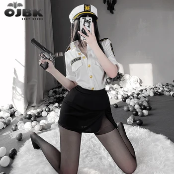 OJBK Kobieta Policjant Mundur Sexy Sekretarka Erotyczny Strój Gładka Elastyczna Sukienka Bielizna Kobieta Policjant Para Stroje 2022NEW