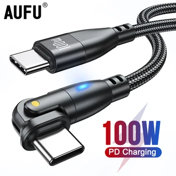 AUFU 100 Watt USB C do Type C Kabel USBC PD Szybkie Ładowanie Przewód Zasilający do MacBook Pro Xiaomi POCO Huawei iPad Samsung USB-C Kabel 3 M