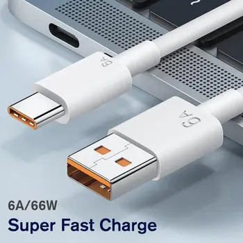 1 szt. 1/1,5 m. 6A 66 W USB Type-c Super Szybkie Ładowanie Kabel Do Transmisji Danych Do Ładowarki Do smartfonów TYPE-C Flash-Kabel Do Ładowania