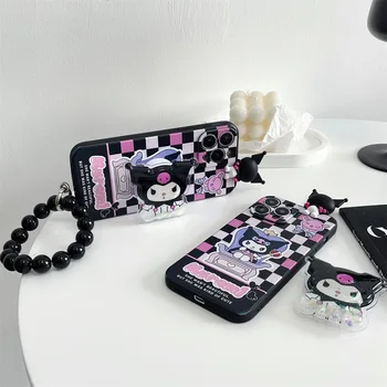 3D Pokrowce do telefonów Kawaii Sanrio Kuromi dla iPhone 14 13 12 11 Pro Max Mini XR X XS MAX 8 7 Plus SE z ochroną przed upadkiem