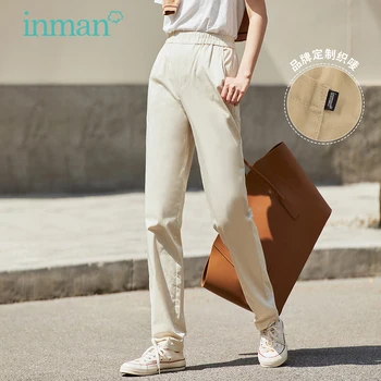 INMAN/ Lato Dorywczo Spodnie Damskie, bluzki, Minimalizm z Wysokim Stanem, Uniwersalne Modne Temat Eleganckie Długie Spodnie, Czysty Kolor